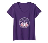 Yoga Vibes: Zen Lotus Meditation Logo per Il Benessere Maglietta con Collo a V, Donna, Viola, L
