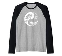 Yoga Yin Yang Bonsai Albero Della Vita Kaizen Giapponese Kanji Zen Maglia con Maniche Raglan