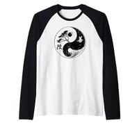 Yoga Yin Yang Bonsai Albero Della Vita Kaizen Giapponese Kanji Zen Maglia con Maniche Raglan