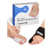 YOGAMEDIC® Kit Alluce Valgo Correttore per Rilassare, Divaricare e Allungare le Dita - 2x Divaricatore Alluce Valgo e 2x Tutore - Kit Correttore Donna e Uomo