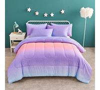 Yogeneg Set di biancheria da letto per bambini, con federa, con stampa metallizzata, 2 pezzi, in microfibra ultra morbida, per tutte le stagioni (arcobaleno A, doppio)