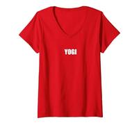 Yogi Maglietta con Collo a V, Donna, Rosso, XL