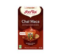YOGI TEA Bustine di tè Chai biologiche 17 bustine, gusto maca piccante, senza caffeina, tè speciale, conservazione a secco, 17 pezzi