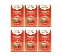 Yogi Tea Entusiasmo ed Allegria Bio - Infuso Ayurvedico - Miscela di Basilico, Buccia d'Arancia e Peperoncino - Senza Caffeina - Confezione da 6x17 bustine (102 bustine in totale)