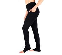 Yogipace,Side Pockets,Women's High Rise Goddess Extra Long Yoga Over The Heel Leggings,34",Black,Size M