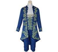YOGLY Adam Costume Uomo Cosplay Bestia Principe Adam Corte Vintage Uniforme Set 5 Pezzi per Carnevale Halloween Festa Mascherata Costumi