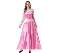 YOGLY Aurora Costume Donna Cosplay Bella Addormentata Principessa Rosa Lungo Abito da ballo per Carnevale Halloween Festa Mascherata Abito da Sera