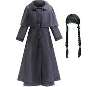 YOGLY Bambina Mercoledì 2 Costume Cosplay Stampa Uniforme Giacca e Parrucca per Ragazza Carnevale Halloween Festa Mascherata Costumi