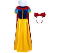 YOGLY Biancaneve Costume Donna Cosplay Fiabe Principesse Lungo Abito a Mantella con Copricapo per Carnevale Halloween Festa Mascherata Abito da Sera S-4XL