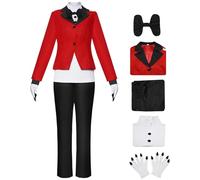 YOGLY Charlie Costume Donna Cosplay Inferno Principessa Charlotte Morningstar Rosso Uniforme Set 5 pezzi per Carnevale Halloween Festa Mascherata Gioco di ruolo Costumi