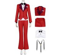 YOGLY Charlie Costume Donna Cosplay Inferno Principessa Charlotte Morningstar Rosso Uniforme Set per Carnevale Halloween Festa Mascherata Gioco di ruolo Costumi