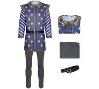 YOGLY Charming Costume Uomo Cosplay Principe Charming Vintage Cavaliere Uniforme Top e Pantaloni Cintura Set per Carnevale Halloween Festa Compleanno Mascherata Teatro Performance Costume