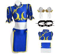 YOGLY Donna Chun Li Kung Fu Cosplay Costume e Copricapo per Halloween Festa