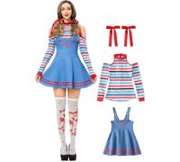 YOGLY Donna Cosplay Chucky Costume con Copricapo Carnevale Halloween Festa