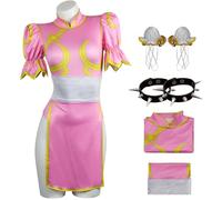 YOGLY Donna Cosplay Chun Li Kung Fu Costume e Copricapo per Halloween Festa