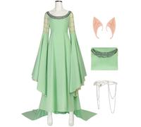 YOGLY Donna Elfo Arwen Costume e Corona per Halloween Festa Abito da Sera