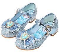 YOGLY ELSA Scarpe da Principessa Bambina Cosplay Regina dei Ghiacci Balletto Flamenco Paillettes Tacchi Alti Bambini Natale Carnevale Partito Matrimoni Compleanno Costume Accessori Blu Rosa Argento 02