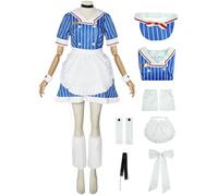 YOGLY Miku Maid Costume Donna Cosplay Mesmerizer H'atsune M'iku Blu Uniforme Set Vestito Grembiule Fiocco Collare con Cappuccio per Carnevale Halloween Festa Mascherata Fancy Anime Costume