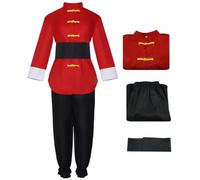 YOGLY Ranma Costume Adulto Cosplay Anime Ranma 1/2 Rosso Kung Fu Uniforme Set 3 pezzi per Uomo Donna Carnevale Halloween Festa Mascherata Costumi