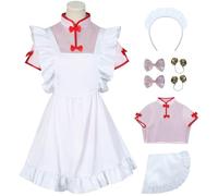 YOGLY Shampoo Maid Costume Donna Cosplay Anime Ranma 1/2 Shampoo Cameriera Uniforme Rosa Cheongsam Set per Carnevale Halloween Festa Mascherata Costumi