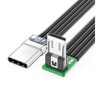 YOGOTEU Cavo corto piatto a nastro sottile FPC USB TypeC 90 gradi a MicroUSB per dati e ricarica, 10 cm, giù