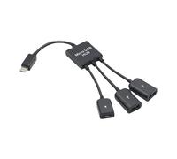 YOGOTEU Maschio a Femmina Doppio USB 2.0 Host Adattatore Cavo per Smartphone Mouse Tastiere Tablet 3 Porte Micro-USB