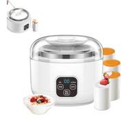 Yogurt elettrico con controllo della temperatura e del tempo regolabili, fermentatore automatico da 1 l per casa e bar, fodera in acciaio inossidabile, include 4 tazze (facile da pulire, perfetto per
