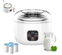 Yogurt elettrico con controllo della temperatura e del tempo regolabili, fodera in acciaio inossidabile, include 4 tazze, 1 l fermentatore automatico per casa e bar