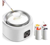 Yogurt Maker elettrico, fermentatore automatico da 1 litro con controllo della temperatura e del tempo regolabili, fodera in acciaio inossidabile e 4 tazze in ceramica per yogurt fresco fatto in casa