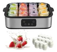 Yogurt Maker, macchina automatica con display a LED e timer, 48 ore di autonomia, include 8 vasetti per yogurt fatto in casa, ideale per gli appassionati di salute
