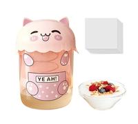 Yogurt Strainer, Cat Shaped Sieve, Dustproof Food Filter, Fine Mesh Strainer Design, Multipurpose Kitchen Tool, Perfect for Baking Cooking Tea Milk Cheese Juice Making, 20.3x15cm Blue Pink