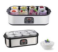 Yogurtiera Automatica, 1400ML Macchina per Yogurt Biologico con 8 Tazze in Vetro Grande Capacità, Controllo della Temperatura Regolabile per Dessert Sani Fatti in Casa, Festa, Ristorante