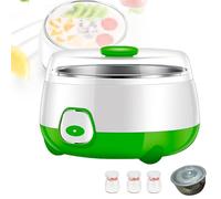 Yogurtiera Automatica Con Contenitore in Acciaio Inox Da 1 Litro E 3 Bottiglie in Vetro - Triplo Controllo Della Temperatura Costante A 42°C E Coperchio A Doppia Tenuta Per Dessert,Green