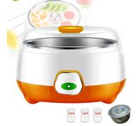 Yogurtiera Automatica Con Contenitore in Acciaio Inox Da 1 Litro E 3 Bottiglie in Vetro - Triplo Controllo Della Temperatura Costante A 42°C E Coperchio A Doppia Tenuta Per Dessert,Orange