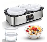 Yogurtiera automatica da 2 l, yogurtiera elettrica con temperatura e timer regolabili, indicatore LED con 2 contenitori in vetro per yogurt biologico, formaggio, natto, vino di riso
