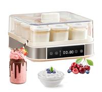 Yogurtiera Automatica, Vasetti di Vetro da 9 * 170 ml, Display Digitale della Yogurtiera e Coperchio Visivo, Temperatura e Tempo Regolabili da 25~65 ℃ per la Tua Biologica Domestica, Macchina per