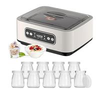 Yogurtiera da 15 W con 9 vasetti di vetro e display digitale Yogurtiera digitale da 1600 ml, ideale per preparare yogurt sano, natto e vino di riso fatti in casa