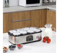 Yogurtiera Elettrica 25W con 8 Vasetti Inclusi, Timer 1-48 Ore e Temperatura Regolabile 20-50°C, 36x18,8x14cm, Argento