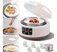 Yogurtiera Elettrica Con Capacità Di 1,2 L, Timer E Controllo Costante Della Temperatura - Include 5 Vasetti in Vetro Da 100 Ml, Coperchio Trasparente Per Yogurt E Natto,A