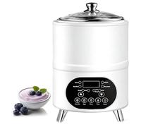 Yogurtiera Greca Con Display LCD - Capacità 8L/12L, Potenza 400W/600W, Riscaldamento 360°, Timer E Termostato, Design Smontabile, Per Yogurt Greco, Bianco, Magro(White,8L)