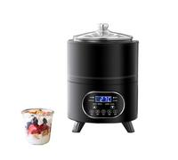 Yogurtiera in Acciaio Inox, Macchina Per Yogurt Con Display LED E Timer, Contenitori in Vetro/vasetti Per Yogurt - Per Preparare Dessert Freschi E Sani Fatti in Casa,12L,Black