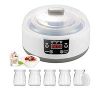 Yogurtiera, Macchina per Yogurt con Contenitore per Yogurt in Acciaio Inox e 5 Vasetti per Yogurt 220V 15W Yogurtiera Yogurt Greco Fatto in Casa per Yogurt Biologico Zuccherato o Senza Zucchero