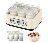 Yogurtiera, Macchina per Yogurt da 1,6L con 6 Vasetti da 250 ml Yogurtiera con Impostazione del Timer da 1 a 99 ore Controllo Della Temperatura da 21 a 48°C e LCD Display per Yogurt Natto Vino di Riso
