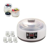 Yogurtiera, macchina per yogurt da 1200 ml con 5 barattoli di vetro, schermo digitale, termostato regolabile e timer, yogurt elettrico per yogurt fatti in casa, senza BPA