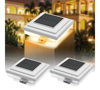YOHAYO Luce solare per palo di recinzione Lampada solare a colonna Lampade solari per recinto all'aperto Impermeabile IP65 Bianco caldo per palo di recinzione Patio 2 pezzi (Bianco)