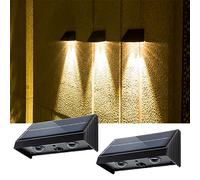 YOHAYO Luci solari per giardino all'aperto Lampade solari per la decorazione esterna Impermeabile IP54 Luce di scala Luce di parete per recinto Terrazza Passi Cortile Sentiero Bianco caldo 2 pezzi