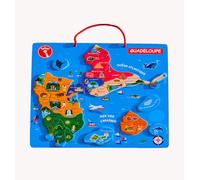 Yohel Puzzle educativo in legno magnetico, mappa della Guadalupa, 32 pezzi, 35 x 31 cm, libretto multilingue, scoperta culturale, a partire da 4 anni consegna punto relè