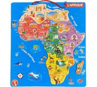 Yohel Puzzle in legno e magnetico dell'Africa, educativo sulla geografia e la storia, con libretto esplicativo in diverse lingue, da 4 anni