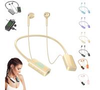 YOHFRFGX Wireless Sound Card Live Streaming Earphones, Wireless Sound Card Live Broadcasting and Audio Editing Earphones, Waterproof Wireless Neckband Bluetooth Headphones with Display (Beige)