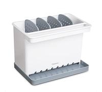 YOHOM Organizer per Lavello Della Cucina con Vassoio Porta Spugna Lavandino Cucina Plastica Porta Spugne Grigio Portaspugna per Riporre Spugne Spazzole Detersivo